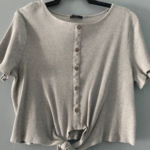 Grey button front top